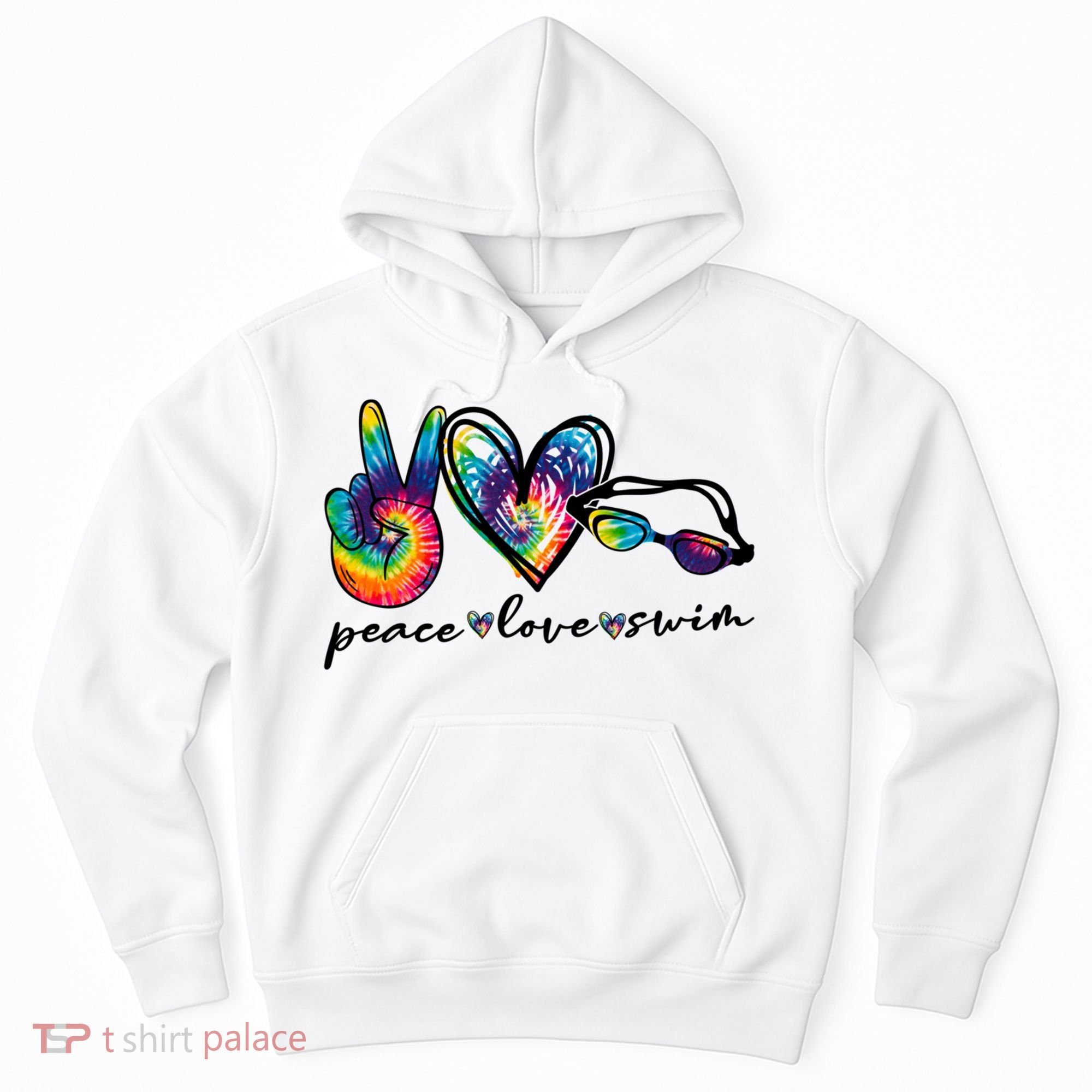 Peace Love Swim Goggles Tie Dye Swimmer Swimming Cool Gift Hoodie