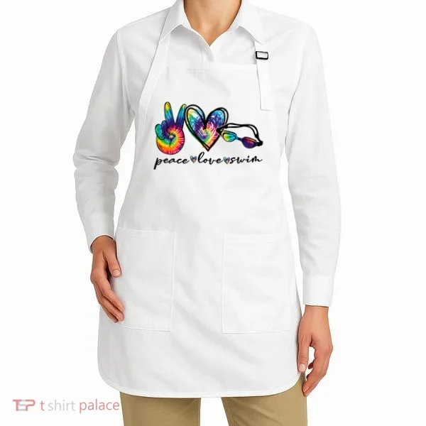 Peace Love Swim Goggles Tie Dye Swimmer Swimming Cool Gift Apron