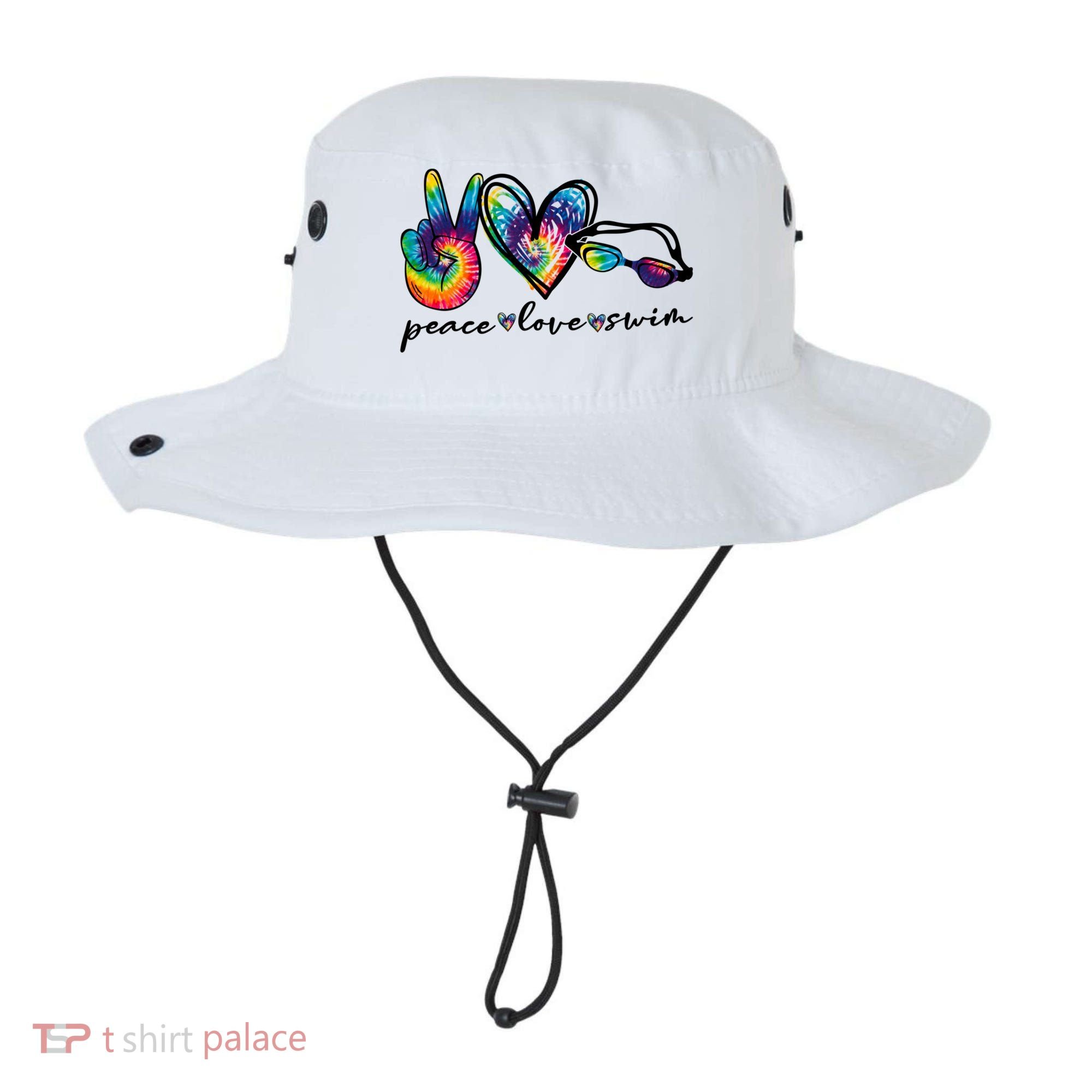 Peace Love Swim Goggles Tie Dye Swimmer Swimming Cool Gift Bucket Hat