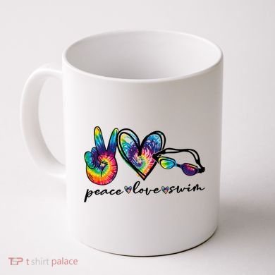 Peace Love Swim Goggles Tie Dye Swimmer Swimming Cool Gift Coffee Mug