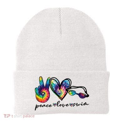 Peace Love Swim Goggles Tie Dye Swimmer Swimming Cool Gift Beanie