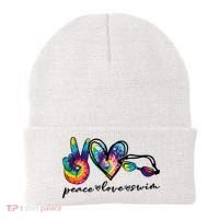Peace Love Swim Goggles Tie Dye Swimmer Swimming Cool Gift Beanie thumb 0