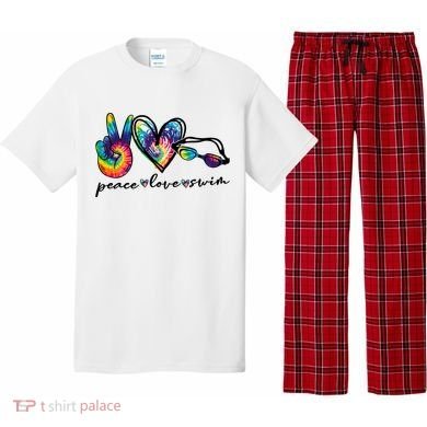 Peace Love Swim Goggles Tie Dye Swimmer Swimming Cool Gift Pajama Set