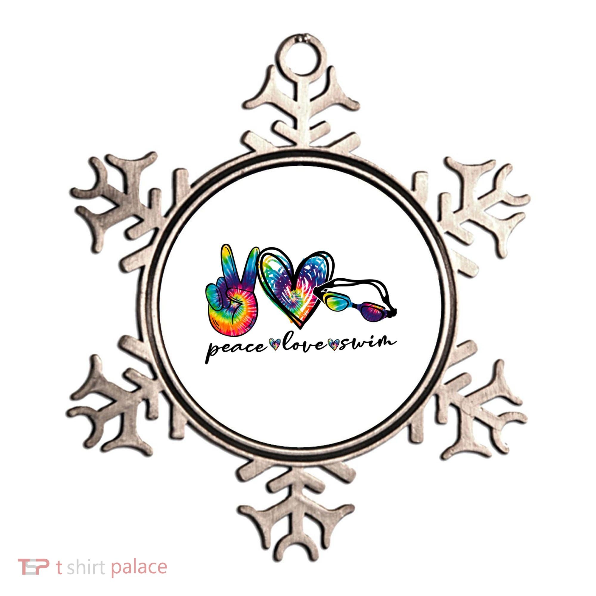 Peace Love Swim Goggles Tie Dye Swimmer Swimming Cool Gift Ornament