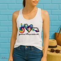 Peace Love Swim Goggles Tie Dye Swimmer Swimming Cool Gift Women's Tank Top thumb 2