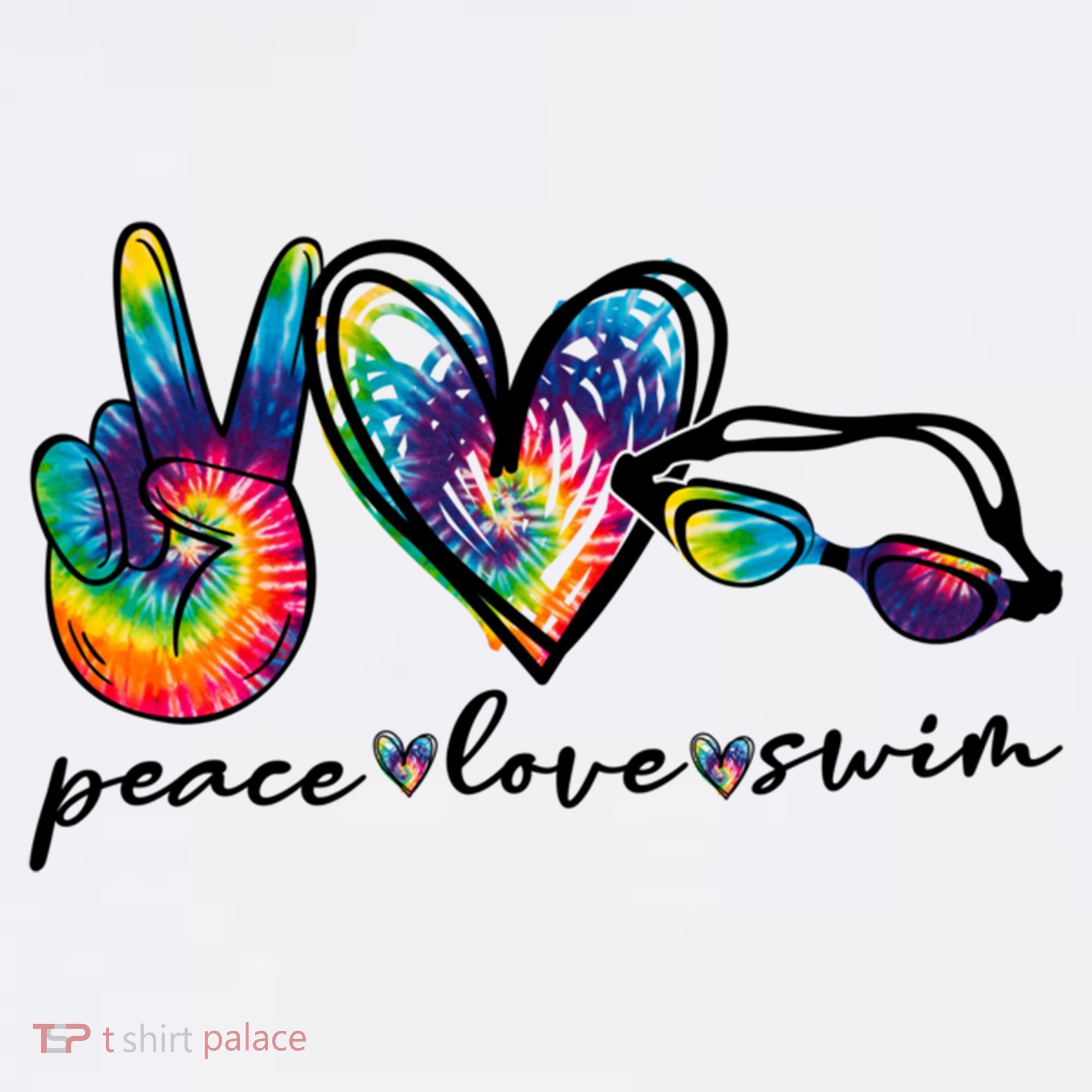 Peace Love Swim Goggles Tie Dye Swimmer Swimming Cool Gift Hat