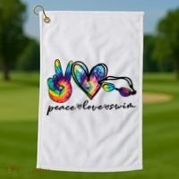 Peace Love Swim Goggles Tie Dye Swimmer Swimming Cool Gift Golf Towel thumb 1