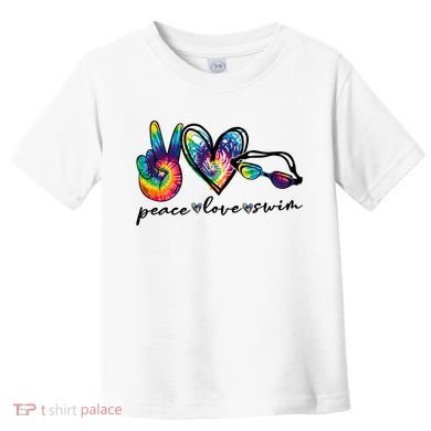 Peace Love Swim Goggles Tie Dye Swimmer Swimming Cool Gift Toddler T-Shirt