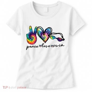 Peace Love Swim Goggles Tie Dye Swimmer Swimming Cool Gift Women's T-Shirt