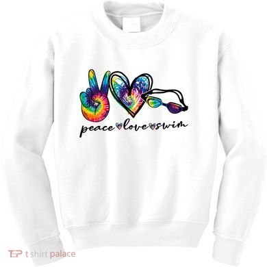 Peace Love Swim Goggles Tie Dye Swimmer Swimming Cool Gift Kids Sweatshirt
