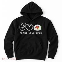 Peace, Love Sushi Retro Sushi Lover Japanese Food Lover Hoodie thumb 0