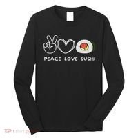 Peace, Love Sushi Retro Sushi Lover Japanese Food Lover Long Sleeve Shirt thumb 0