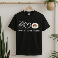 Peace, Love Sushi Retro Sushi Lover Japanese Food Lover T-Shirt thumb 2