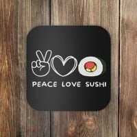Peace, Love Sushi Retro Sushi Lover Japanese Food Lover Coaster thumb 0