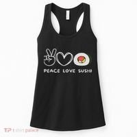 Peace, Love Sushi Retro Sushi Lover Japanese Food Lover Women's Tank Top thumb 0