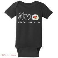 Peace, Love Sushi Retro Sushi Lover Japanese Food Lover Baby Bodysuit thumb 0