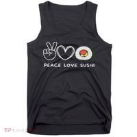 Peace, Love Sushi Retro Sushi Lover Japanese Food Lover Tank Top thumb 0