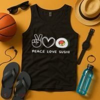 Peace, Love Sushi Retro Sushi Lover Japanese Food Lover Tank Top thumb 4