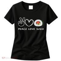 Peace, Love Sushi Retro Sushi Lover Japanese Food Lover Women's T-Shirt thumb 0