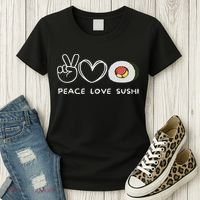 Peace, Love Sushi Retro Sushi Lover Japanese Food Lover Women's T-Shirt thumb 3