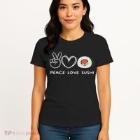 Peace, Love Sushi Retro Sushi Lover Japanese Food Lover Women's T-Shirt thumb 4