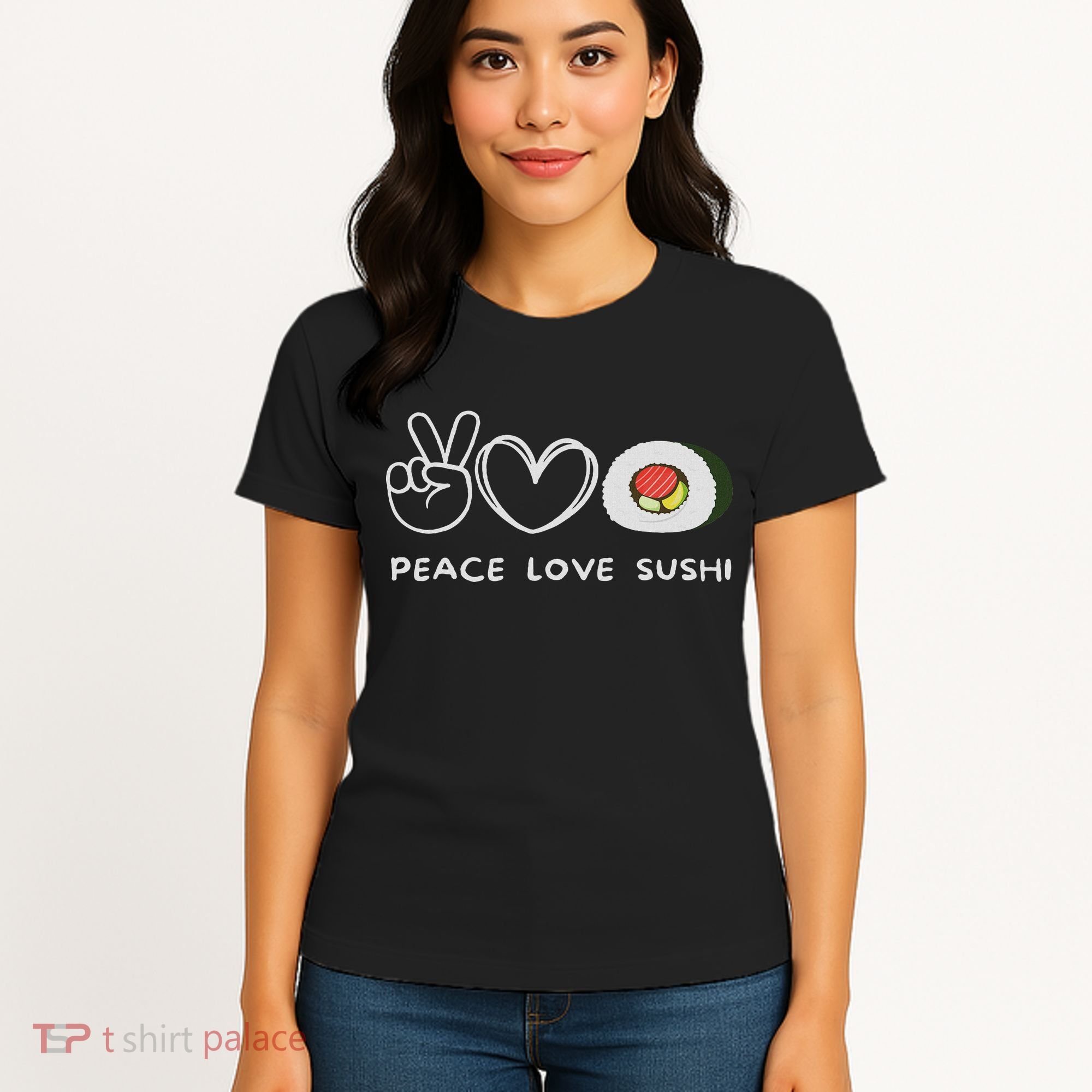Peace, Love Sushi Retro Sushi Lover Japanese Food Lover Women's T-Shirt