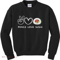 Peace, Love Sushi Retro Sushi Lover Japanese Food Lover Kids Sweatshirt thumb 0