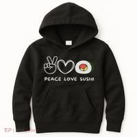 Peace, Love Sushi Retro Sushi Lover Japanese Food Lover Kids Hoodie thumb 0