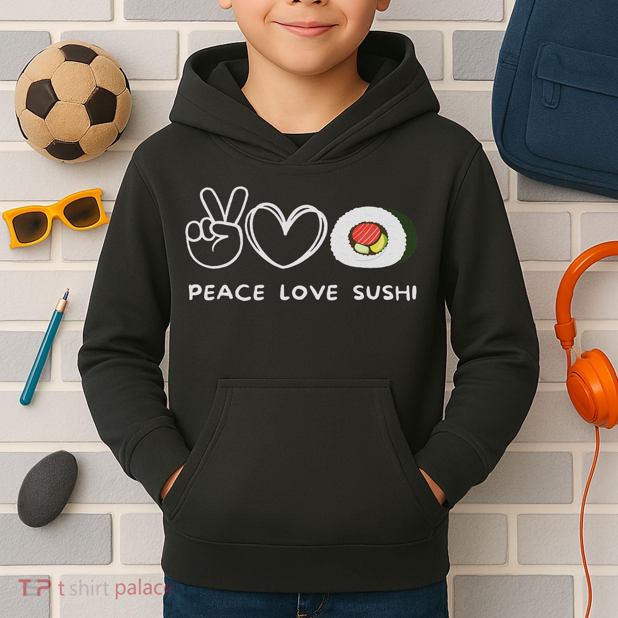 Peace, Love Sushi Retro Sushi Lover Japanese Food Lover Kids Hoodie