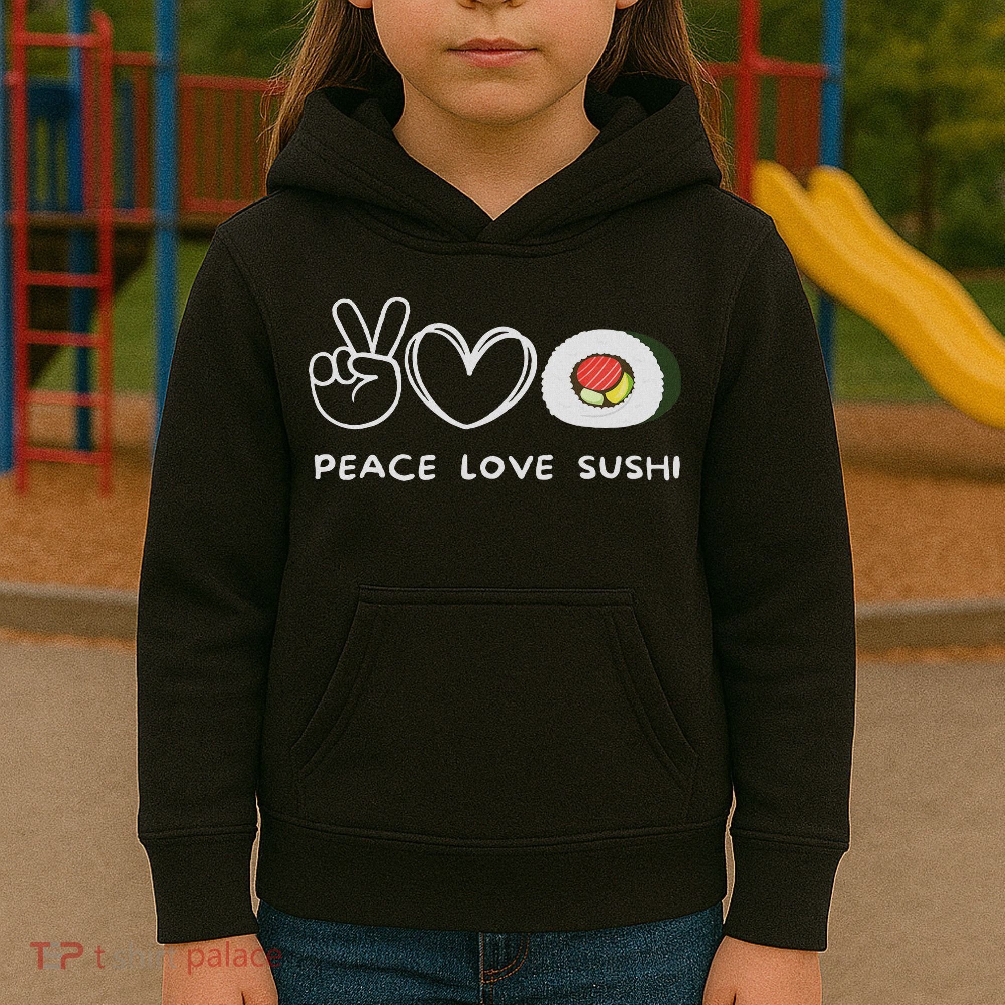 Peace, Love Sushi Retro Sushi Lover Japanese Food Lover Kids Hoodie