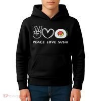 Peace, Love Sushi Retro Sushi Lover Japanese Food Lover Kids Hoodie thumb 4