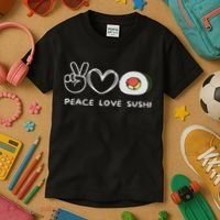 Peace, Love Sushi Retro Sushi Lover Japanese Food Lover Kids T-Shirt thumb 3