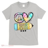 Peace Love Second Grade Funny TieDye Teacher T-Shirt thumb 0