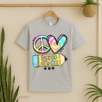 Peace Love Second Grade Funny TieDye Teacher T-Shirt thumb 2