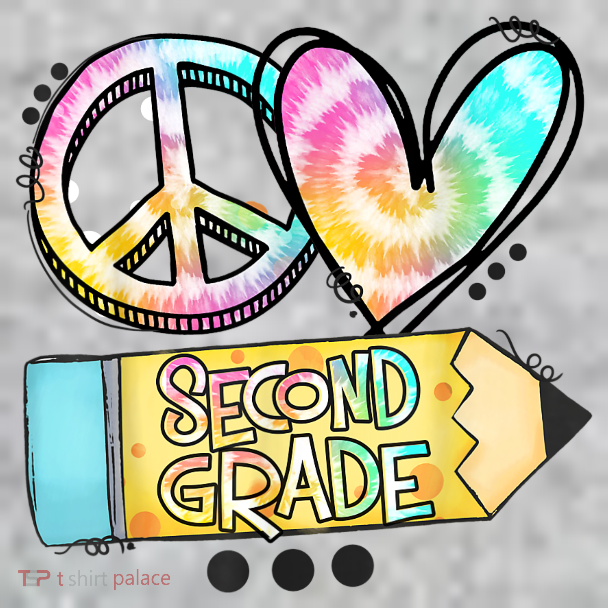 Peace Love Second Grade Funny TieDye Teacher Kids Sweatshirt