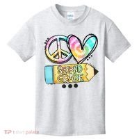 Peace Love Second Grade Funny TieDye Teacher Kids T-Shirt thumb 0