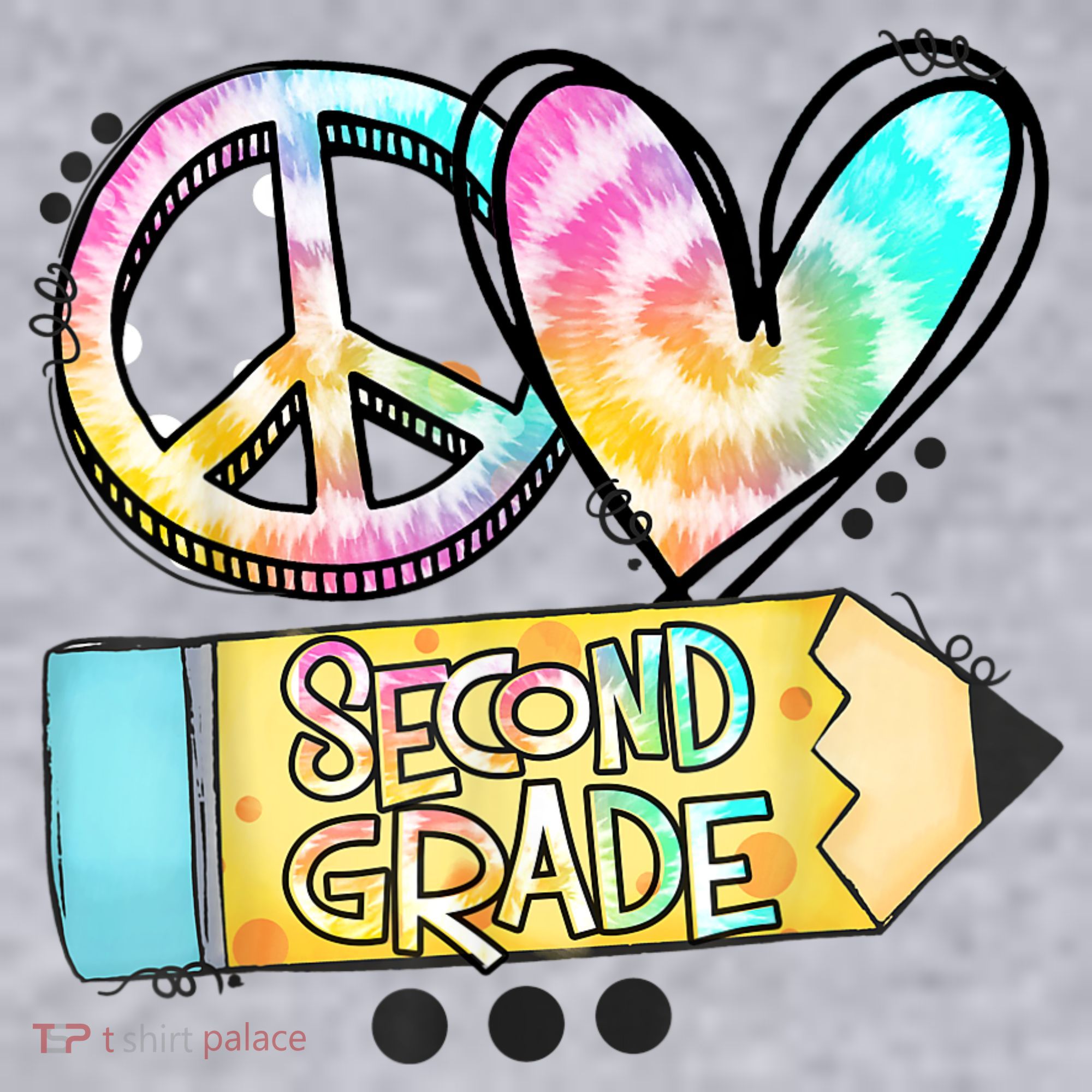 Peace Love Second Grade Funny TieDye Teacher Women's Sweatshirt