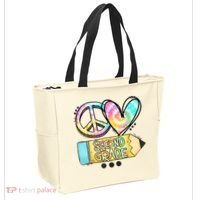 Peace Love Second Grade Funny TieDye Teacher Tote Bag thumb 2