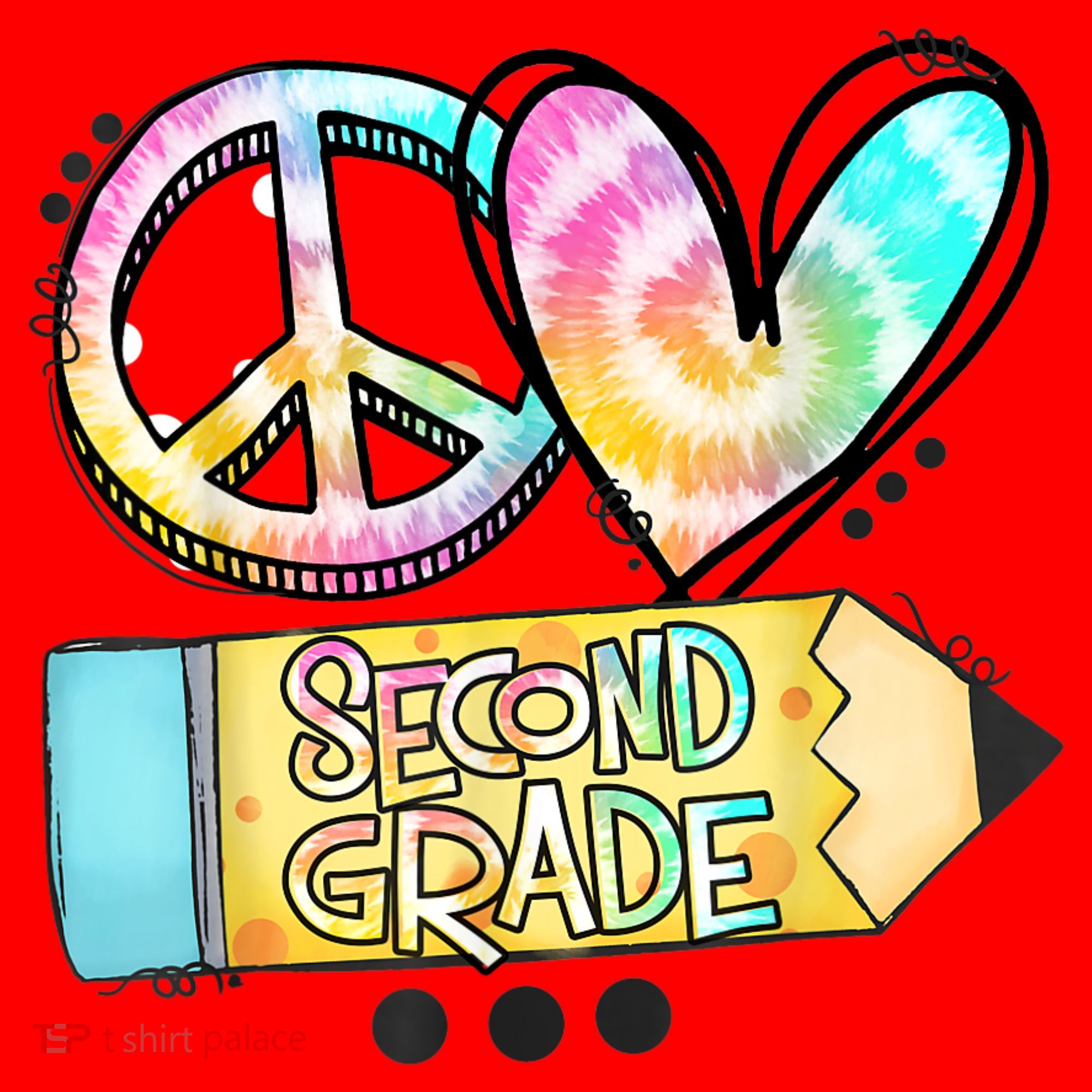 Peace Love Second Grade Funny TieDye Teacher Santa Hat