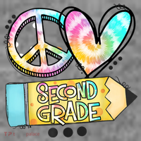 Peace Love Second Grade Funny TieDye Teacher Toddler Hoodie thumb 2