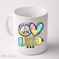 Peace Love Second Grade Funny TieDye Teacher Coffee Mug thumb 0