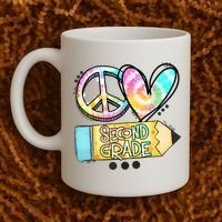 Peace Love Second Grade Funny TieDye Teacher Coffee Mug thumb 2