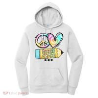 Peace Love Second Grade Funny TieDye Teacher Women's Hoodie thumb 0