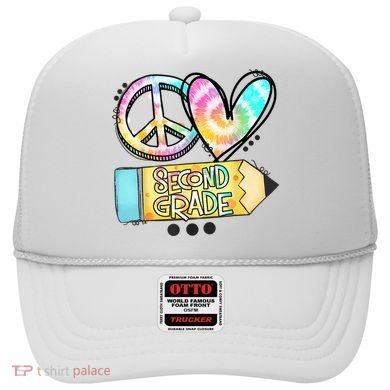 Peace Love Second Grade Funny TieDye Teacher Hat