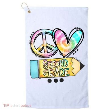 Peace Love Second Grade Funny TieDye Teacher Golf Towel