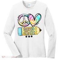 Peace Love Second Grade Funny TieDye Teacher Women's Long Sleeve Shirt thumb 0