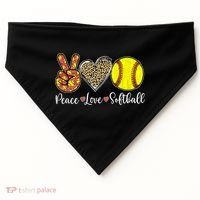 Peace Love Softball Leopard Softball Player Girl Mothers Day USA-Made Doggie Bandana thumb 0