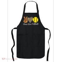 Peace Love Softball Leopard Softball Player Girl Mothers Day Apron thumb 0