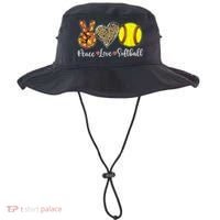 Peace Love Softball Leopard Softball Player Girl Mothers Day Bucket Hat thumb 0