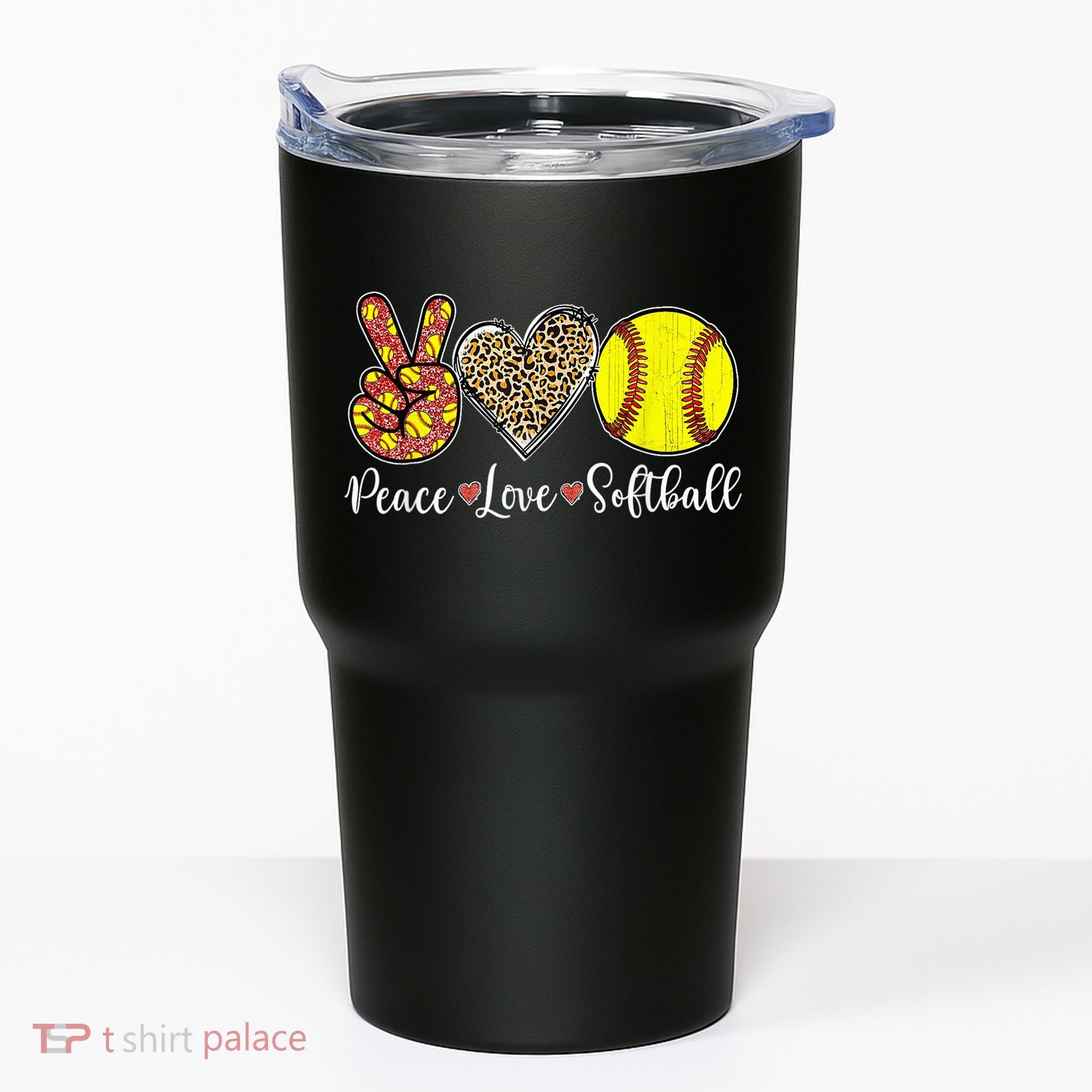 Peace Love Softball Leopard Softball Player Girl Mothers Day Tumbler